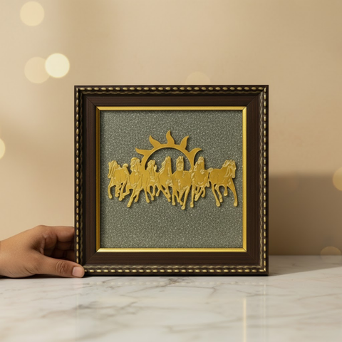 7 Horses on Raw Pyrite Frame
