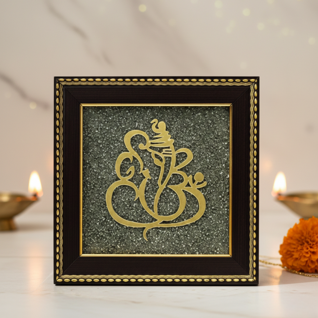 Ganesh Ji on Raw Pyrite Frame