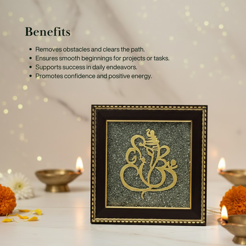 Ganesh Ji on Raw Pyrite Frame