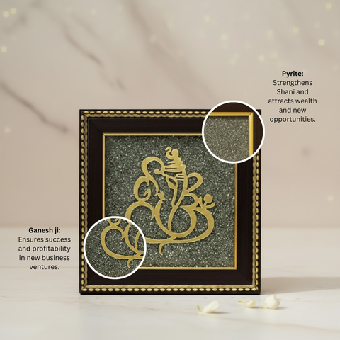 Ganesh Ji on Raw Pyrite Frame