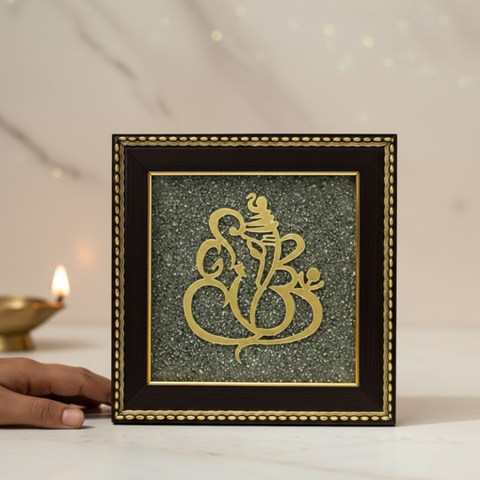Ganesh Ji on Raw Pyrite Frame
