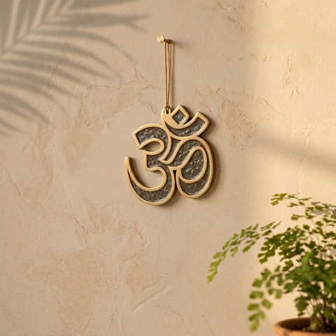 Pyrite Om Shanti Vastu Hanging
