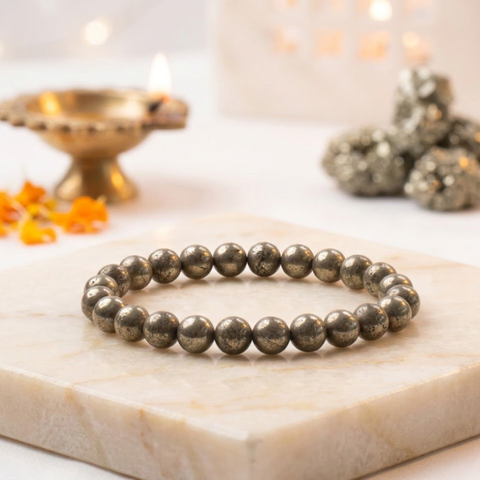 Pyrite bracelet - 6mm for women