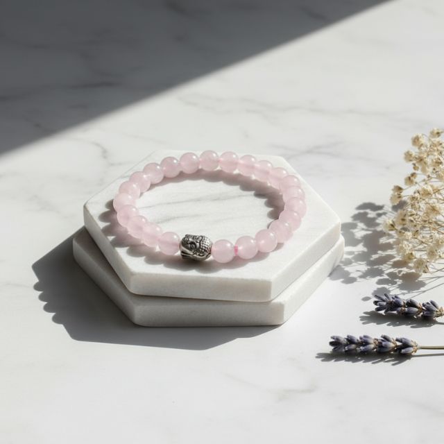 AstroLucrum Rose Quartz Buddha Love Bracelet